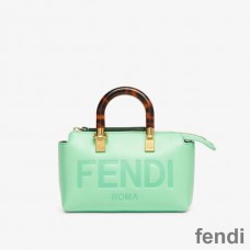 Fendi Mini By The Way Boston Bag In ROMA Logo Calf Leather Green