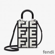 Fendi Mini Sunshine Shopper Bag In Fendi Roma Capsule Leather Black/White