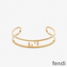 Fendi O'Lock Bangle Bracelet In Metal Gold