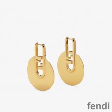 Fendi O'Lock Circular Earrings In Metal Gold