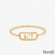 Fendi O'Lock Oval Bracelet In Metal Gold