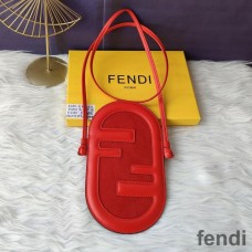 Fendi O'Lock Phone Pouch In Calf Leather Red