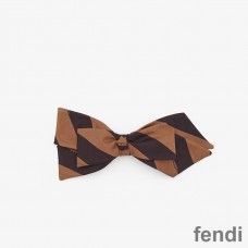 Fendi Pequin Stripe Hair Clip In Silk Brown