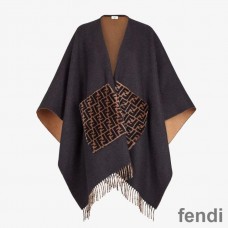 Fendi Poncho In Cashmere and Wool Black