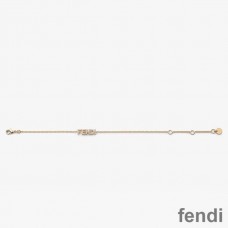 Fendi Signature Chain Bracelet In Metal with Crystals Gold
