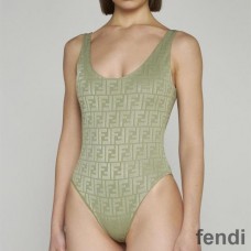 Fendi Swimsuit Women FF Motif Lycra Green