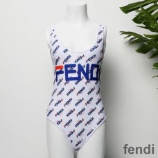 Fendi Swimsuit Women Fendi Fila Motif Lycra White/Blue