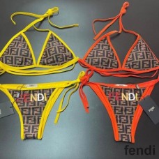 Fendi Triangle Bikini with Ties Women Fendi FF Motif Lycra