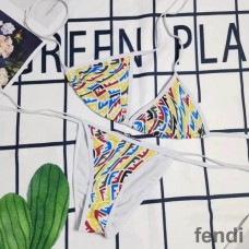 Fendi Triangular Bikini with Ties Women FF Vertigo Motif Lycra Multicolor