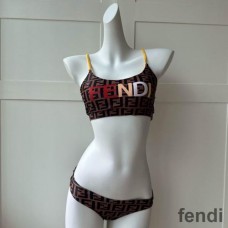 Fendi Underwear Set Women Fendi FF Motif Lycra Brown/Yellow