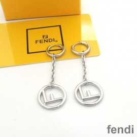 F is Fendi Chain Pendant Earrings In Metal Palladium
